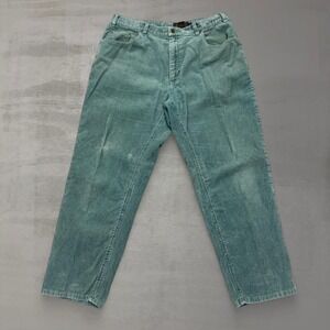Vintage Eddie Bauer Corduroy Pants Teal Green Straight Leg Cotton 36 x 30